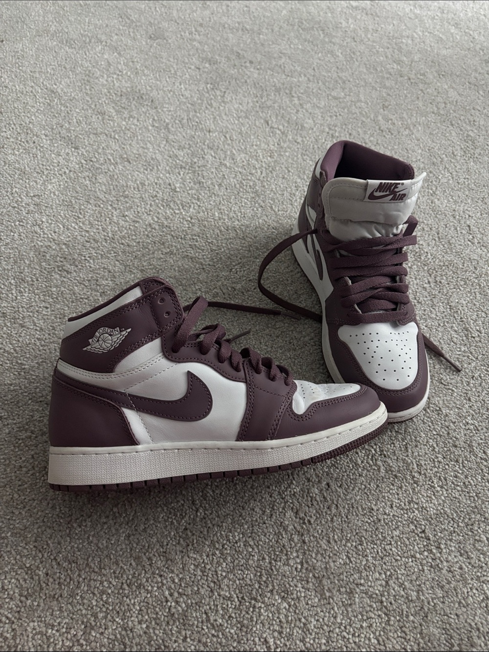 Nike High-Top Sneakers in White & Plum